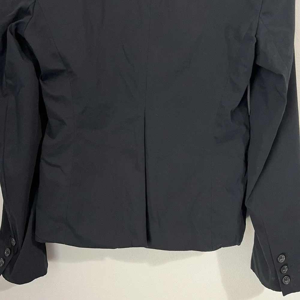 Theory Blazer Women's 6‎ Black Cotton Single Breasted Peak Lapel Classic Career